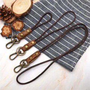 Cowhide Genuine Leather Lanyard Neck Strap for Mobile Phone Badge Key ID Holder - Picture 1 of 9