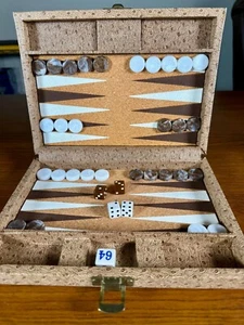 Crisloid Travel Backgammon - Never Used - Rare Tan Ostrich Cover - Picture 1 of 11