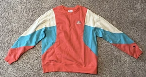 CHAMPION WOMEN'S COLORBLOCK CREW - CORAL HEAT MULTI-MEDIUM - RARE - Picture 1 of 2