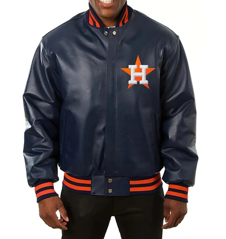 Houston Astros logo Letterman varsity jacket Genuine leather Baseball MLB Cover