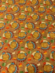 Seasonal - Fall Turkeys (Fun) - 100% Cotton Fabric (1/2 Yard Units) - Picture 1 of 5