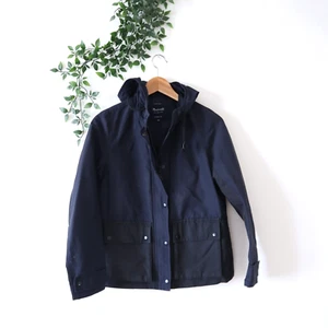 Madewell Black & Blue Zip Front Hooded Utility Jacket Size XS Extra Small - Picture 1 of 4