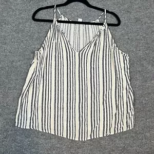 Old Navy Shirt Womens Large White Black Striped Tank Top Flowy Boho Oversized - Picture 1 of 8
