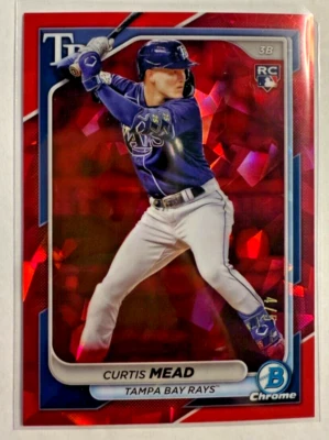 2024 Bowman Chrome SAPPHIRE EDITION RED REFRACTOR/5 Curtis Mead RC Tampa Bay #49 - Image 1 of 2