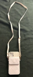 IPHONE 14 Ivory Phone Case with Adjustable Purse Strap & Wallet Pocket ID Cards - Photo 1 sur 4