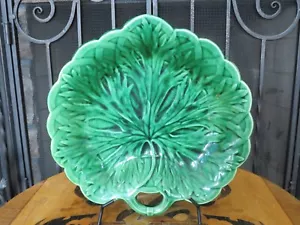 Wedgwood Green Majolica Handled Leaf & Basket Shallow Bowl Dish Server (c.1878) - Picture 1 of 18