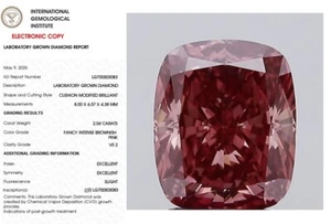 2.04 Cushion Modified Lab Grown Diamond For Ring FANCY INTENSE BROWNISH PINK VS2 - Picture 1 of 9