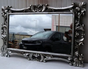 Barockspiegel Aus Intarsiertem Holz Cm 120x80 Antik Silber Mod. Hollywood - Picture 1 of 8