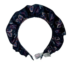 ANTHROPOLOGIE Eugenia Doble Volantes Sedosa FLORAL DIADEMA Negro Azul Delgado - Imagen 1 de 8