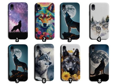 Coque téléphone caoutchouc loup loup loups loups hurlant pleine lune silhouette visage de loup-garou - Photo 1/2