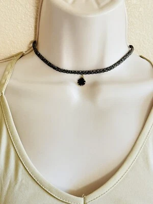 Sogoli Necklace Choker Druzy Crystal Silver Metal Retired Collar Rare Delicate - Image 1 of 4