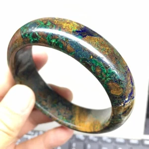 Natural Blue Azurite Green Malachite Gemstone Bangle Inside Diameter 61.5mm - Picture 1 of 3
