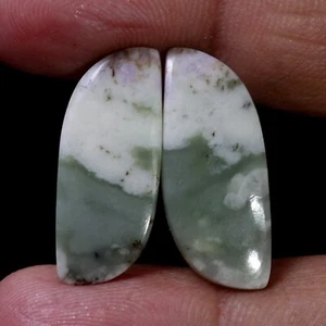 19.90 Cts 100% Natural Serpentine Swiss Opal Pair Fancy Cabochon Loose Gemstone - Picture 1 of 7