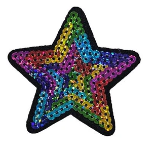 Sequin Rainbow Star - Embroidered Patch - Picture 1 of 3