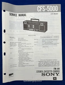 Original Sony CFS-5000 Stereo Cassette Corder  Service Manual - Picture 1 of 1