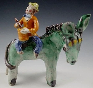 VIETRI DONKEY 1950's POTTERY WITH RIDER ICS DOLKER GAMBONE FIGURINE RARE VTG #32 - Picture 1 of 7