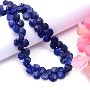 Lapislazuli Herzform facettierte Tropfen Brioletts Perlen Halskette 17 Zoll Strang - Bild 1 von 6