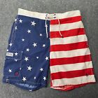 Polo Ralph Lauren Board Shorts Mens Large Red White Blue American Flag Brief