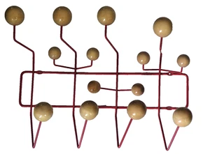 Vitra HANG IT ALL Garderobe – Rotes Metall Naturholz Kugel Eames Designklassiker - Bild 1 von 12