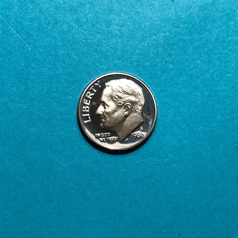 1986 S  Roosevelt  Proof Dime   FREE SHIP Cover