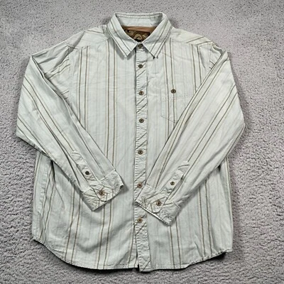 Prana Shirt Mens XL Button Front Long Sleeve Striped Organic Cotton Gray - Image 1 of 4