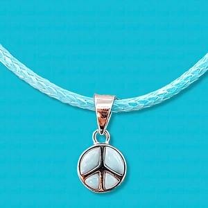 Dije de plata de ley 925 signo de paz Larimar natural - Imagen 1 de 19