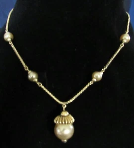 Vintage Carl Art 1/20 12k Gold gefüllt mit Kunstperlen Kette Halsband Halskette 17" - Bild 1 von 6