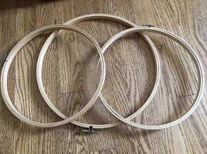 Lot Of 3 Wood Embroidery Frame Hoops Screw Closure 10” 12” Taiwan Cross Stitch - Picture 1 of 5