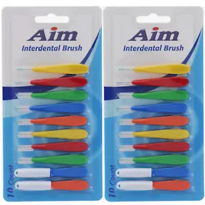 Aim Interdental Floss Brush Removes Plaque Between Teeth Pack Of 2 - 10Ct Each - Picture 1 of 3