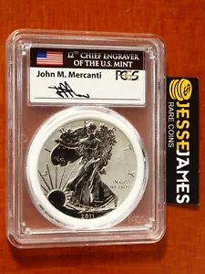 2011 P REVERSE PROOF SILVER EAGLE PCGS PR70 FS MERCANTI MINT ENGRAVER SERIES - Picture 1 of 2