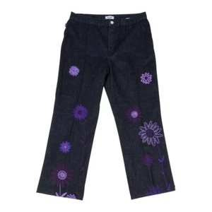 Moschino Jean Vintage Pant Blue Jean Dark Wash Embroidered 46 / 12 - Picture 1 of 9