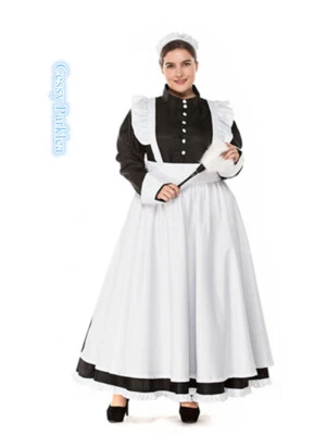 H-K1-3 Plus Size Maid Pilgrim Colonial Thanksgiving Book Week Historical Costume — 第 1/4 张图片