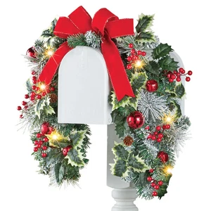 Solar Powered Jingle Bell Holiday Mailbox Swag - Picture 1 of 2