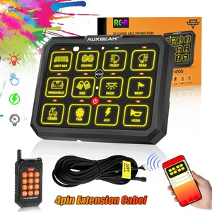 AUXBEAM 12 Gang Switch Panel RGB bluetooth Remote Control+Cabel For Nissan 05-21 - Picture 1 of 12