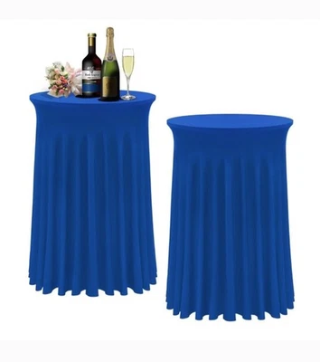 4pcs ROYAL BLUE Cocktail TABLE COVER Natural Wavy Drapes SPANDEX TABLECLOTH  - Image 1 of 4