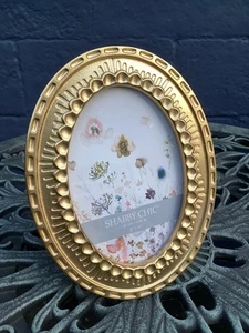 Shabby Chic Golden Oval Picture Frame Fits 4'' x 6’’ Photo - Picture 1 of 7