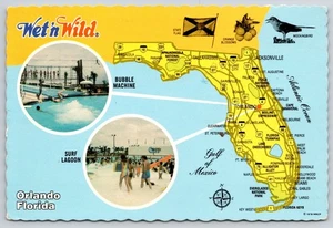 Mapa de Florida Wet 'n Wild Surf Lagoon Bubble Machine Orlando 1979 postal 4x6 - Imagen 1 de 2