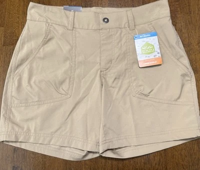 全新 Columbia Kestrel 卡其色弹力短裤 女式 4 码 内缝 6 英寸 Active — 第 1/2 张图片