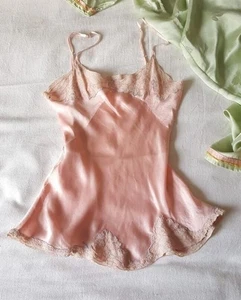 Vintage 1930s/40s Pink Liquid Satin & Lace Camisole Top | 34" Bust - Picture 1 of 8