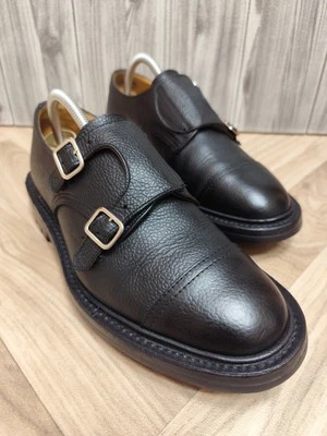 TRICKER'S RUFUS DOUBLE MONK IN PELLE NERO UK 7 FIT 5 - OTTIME CONDIZIONI - Imagen 1 de 4