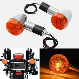 Motorcycle Turn Signals Blinker Light Amber Fit For Yamaha Kawasaki HondaSuzuki - Picture 1 of 12