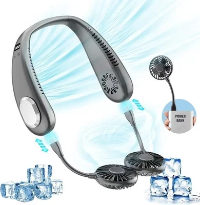 Ventilador de cuello portátil, aire acondicionado manos libres con 4 salidas de aire 3 velocidades para tr... Foto 1 de 4