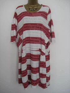 FAB, RUNDHOLZ OSCAR WILDE POEM GRAFFITI RED & WHITE STRIPE TUNIC DRESS, UK XL - Picture 1 of 7