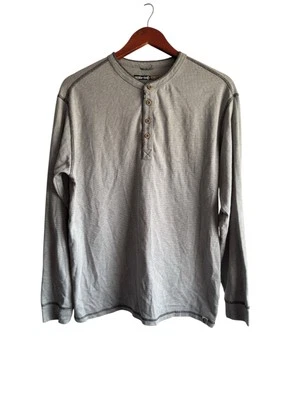 Camisa Henley SOLARIS Para Hombres Gris Tejido Gofre Manga Larga Talla L Foto 1 de 4