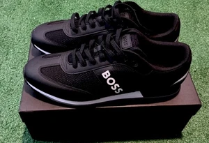 Men's Boss Designer Parkour Runner Shoes New In Box Size 12 Black Sneakers - Picture 1 of 7
