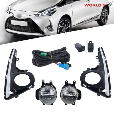 For Toyota Yaris 2018-2020 Hatchback Chrome Fog Lights+Bezel+Harness Left+Right - Image 1 of 4