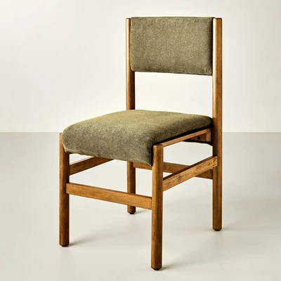HEARTH & HAND W/MAGNOLIA FURNITURE Dowel Leg Upholstered Armless Dining Chair - Olive - Hearth & Hand