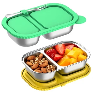 Stainless Steel Snack Containers with Silicone Lids, 2 Pack Reusable 2 Compar... - Bild 1 von 8