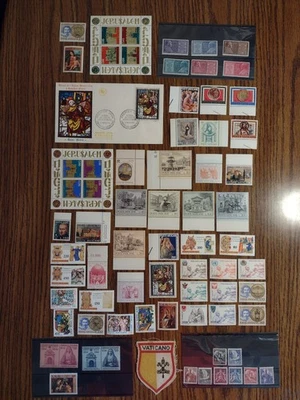 Religious Vatican Stamps (unused) 50s-80s Jerusalem Patch 1st Day Cover Lot - Image 1 of 4