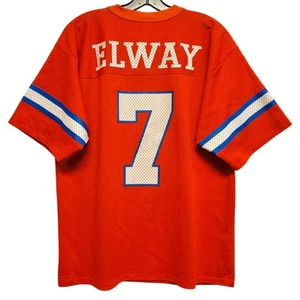 Vintage DENVER BRONCOS Jersey Adult Medium Orange JOHN ELWAY #7 Retro NFL LOGO 7 - Picture 1 of 8